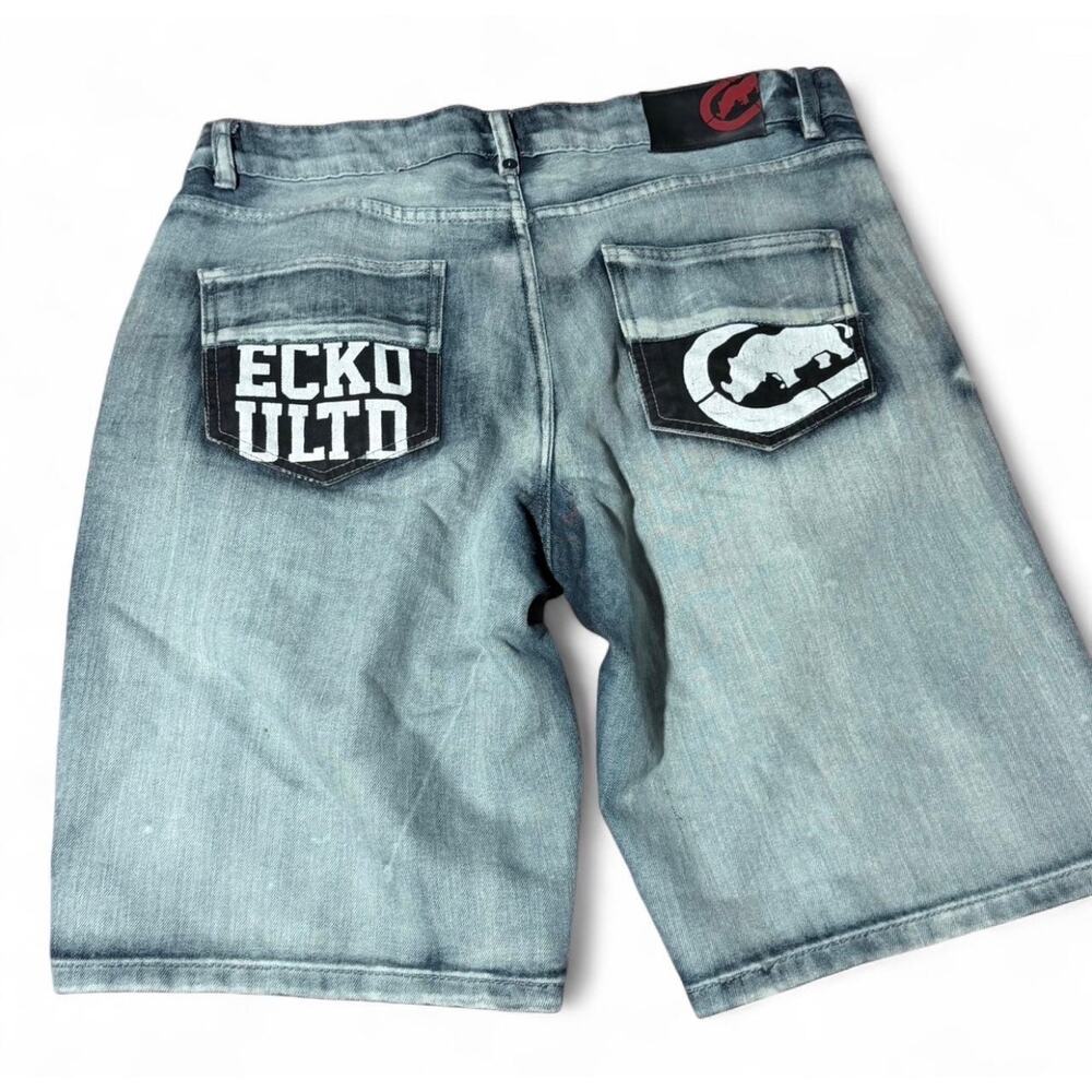 Ecko Unltd Denim Shorts Men’s 34 – Y2K Baggy Jean Shorts w/ Logo Pockets